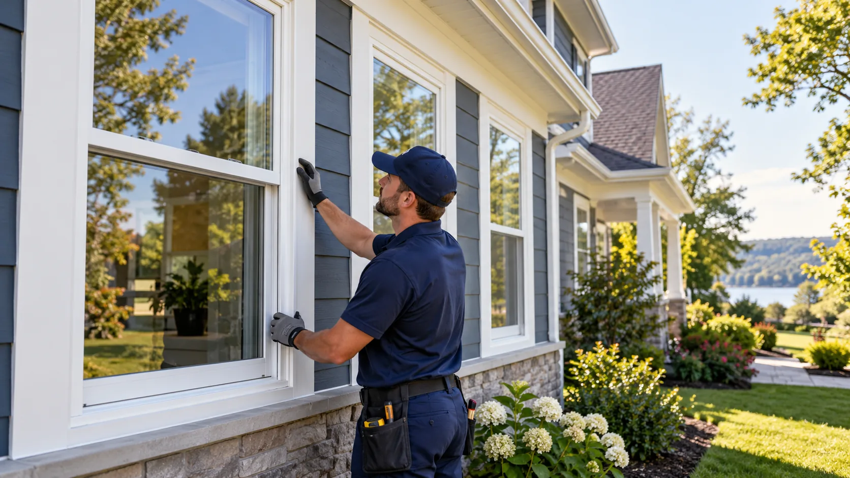 New vinyl windows on a home (illustrative image)